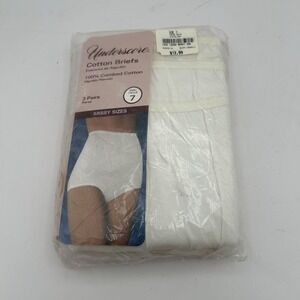 JCPenney Underscore VTG White Cotton Briefs Womens 7 Underwear Panty NOS NIP 3